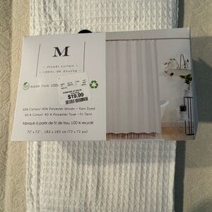 New M Shower Curtain White (60% Cotton/40% Polyester from 100% recycled yarn)